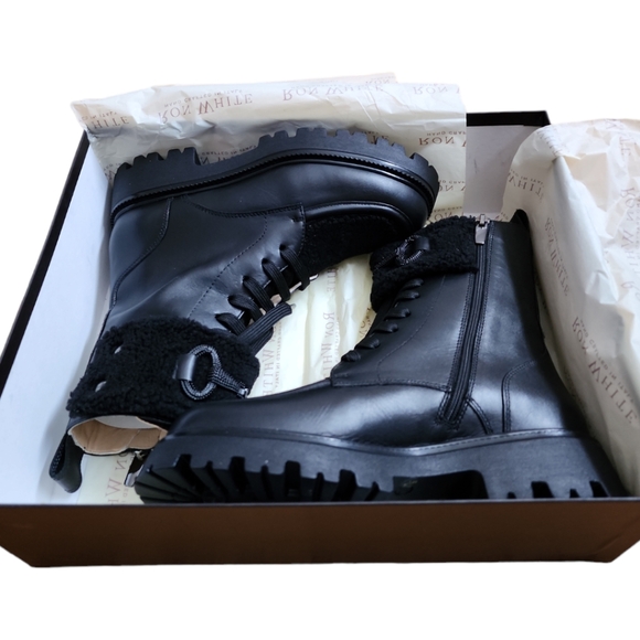 RON WHITE Women's Calf Leather Lug Sole Ankle Boots Made In Italy SZ 7 - Picture 9 of 17